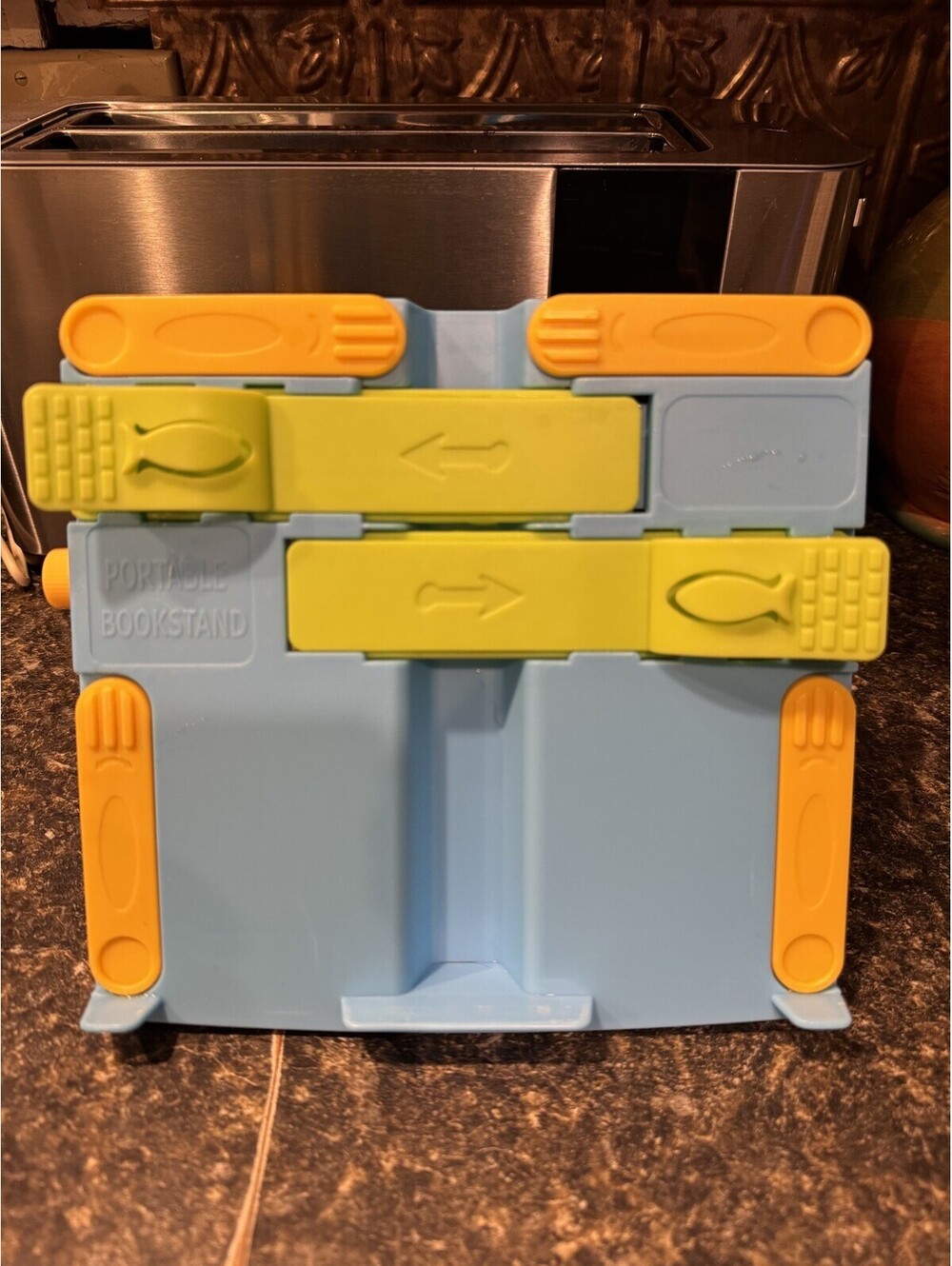Book Stand, Plastic Adjustable Foldable Book Display Holder with Clips